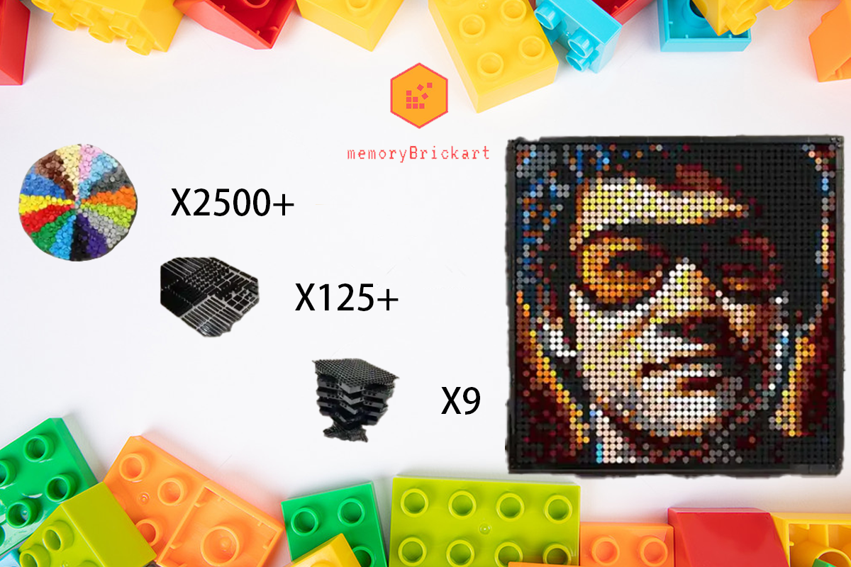 MemoryBrickart LEGO Mosaic - Bruce Lee Portrait - 48x48 - MemoryBrickart