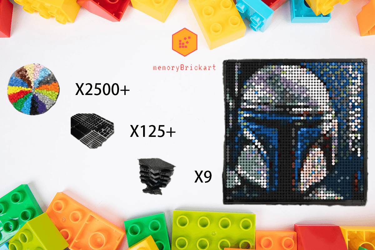 MemoryBrickart LEGO Mosaic - Jango Fett Portrait - 48x48 - MemoryBrickart