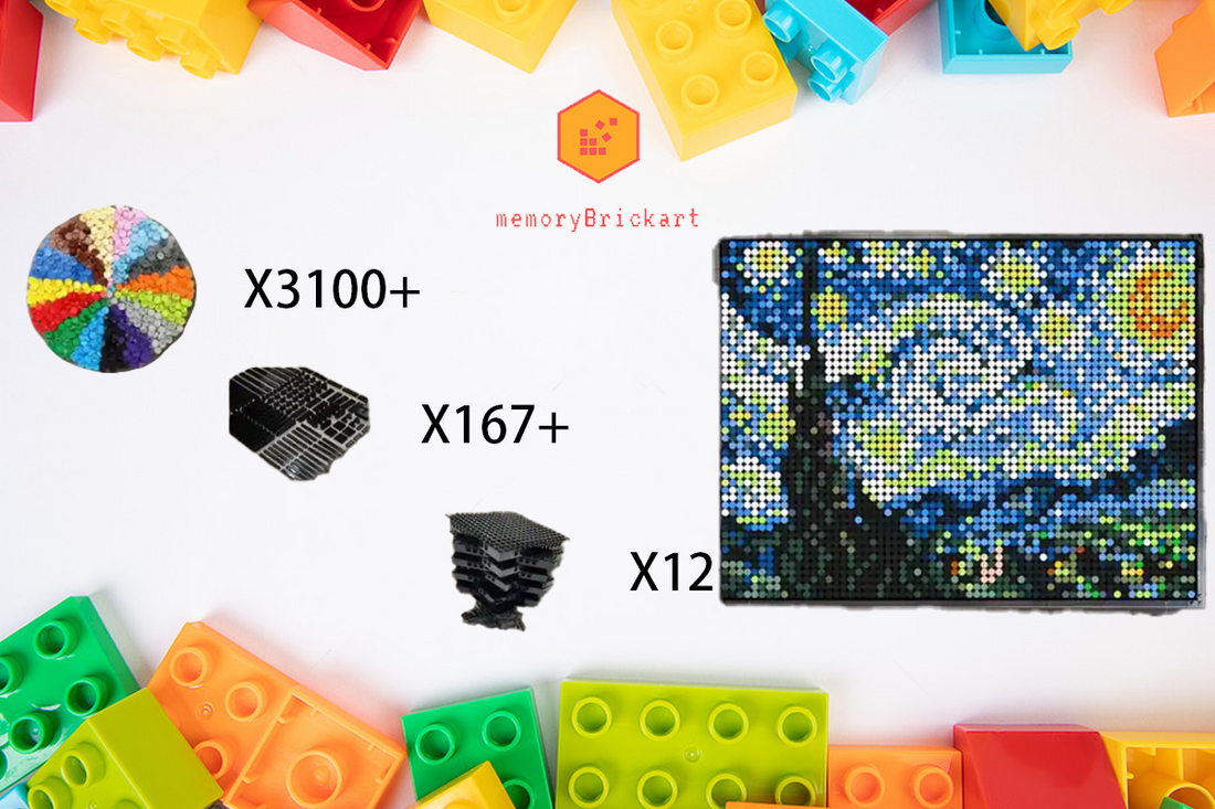 MemoryBrickart LEGO Mosaic - Van Gogh Starry Night - 64x48 - MemoryBrickart
