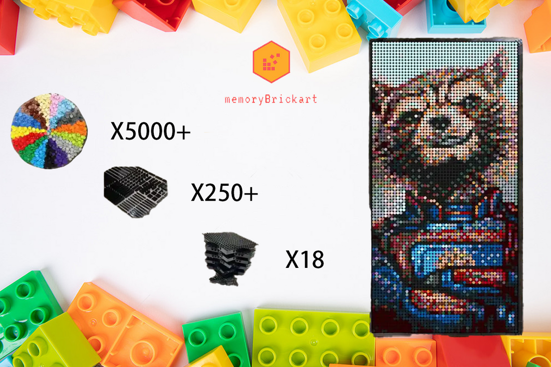 MemoryBrickart LEGO Mosaic - Rocket Raccoon - 48x96 - MemoryBrickart