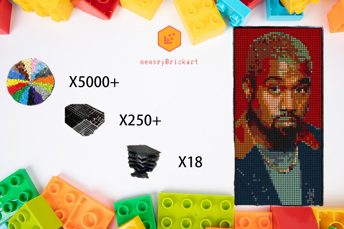 MemoryBrickart LEGO Mosaic - Kanye Portrait - 48x96 - MemoryBrickart